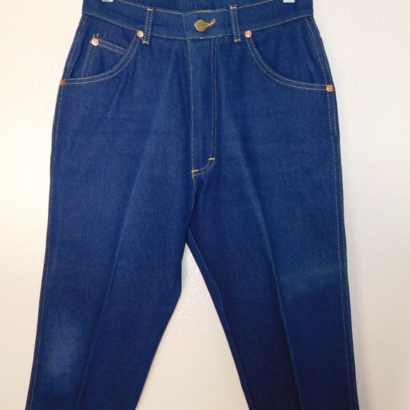 Vintage 70s Lee Riders Jeans Size 12 Med Made in USA Indigo Denim Pants 5 Pocket - Picture 9 of 16
